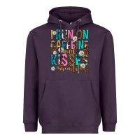 Plum i run on caffeine and kisses mothers day Heavyweight Hoodie - texasbilliewilder