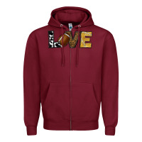 Burgundy football love Zipper Hoodie - RanaPortraitStore