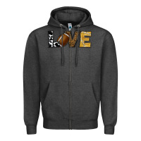 Charcoal Heather football love Zipper Hoodie - RanaPortraitStore