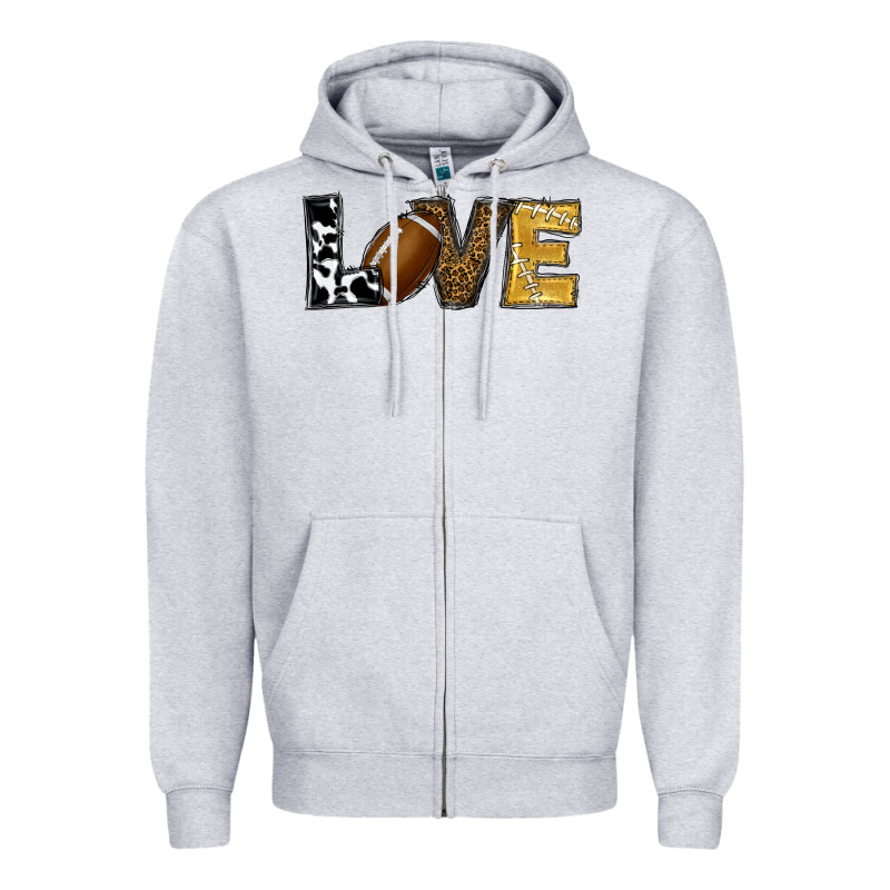 Football Love Zipper Hoodie by RanaPortraitStore | Teevron