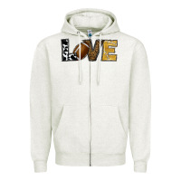 Oatmeal Heather football love Zipper Hoodie - RanaPortraitStore