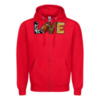 Red football love Zipper Hoodie - RanaPortraitStore