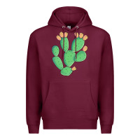 Burgundy texas prickly pear cactus Premium Hoodie - Artiststas