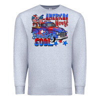Heather Grey American heart southern soul truck 4th of july Premium Sweatshirt - CowGirlArtShop