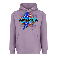 Lavender America with lightning bolt Heavyweight Hoodie - Zillion Design Studio