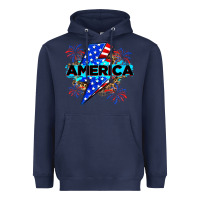 Navy America with lightning bolt Heavyweight Hoodie - Zillion Design Studio