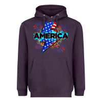 Plum America with lightning bolt Heavyweight Hoodie - Zillion Design Studio
