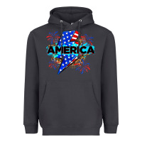 Smoke America with lightning bolt Heavyweight Hoodie - Zillion Design Studio