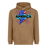 Toasted Coconut America with lightning bolt Heavyweight Hoodie - Zillion Design Studio