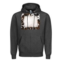 Charcoal Heather cowhide and leopard background Zipper Hoodie - RanaPortraitStore