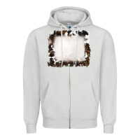 Dove Grey cowhide and leopard background Zipper Hoodie - RanaPortraitStore