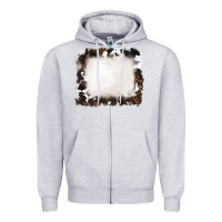 Heather Grey cowhide and leopard background Zipper Hoodie - RanaPortraitStore