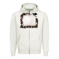 Oatmeal Heather cowhide and leopard background Zipper Hoodie - RanaPortraitStore
