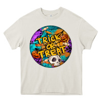 Cream Trick Or Treat Hallowen Round Heavy Core Tee - LillyAllenDesigns