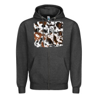 Charcoal Heather cowhide mixed background Zipper Hoodie - RanaPortraitStore