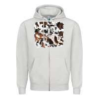 Dove Grey cowhide mixed background Zipper Hoodie - RanaPortraitStore