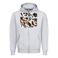 Heather Grey cowhide mixed background Zipper Hoodie - RanaPortraitStore