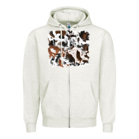 Oatmeal Heather cowhide mixed background Zipper Hoodie - RanaPortraitStore