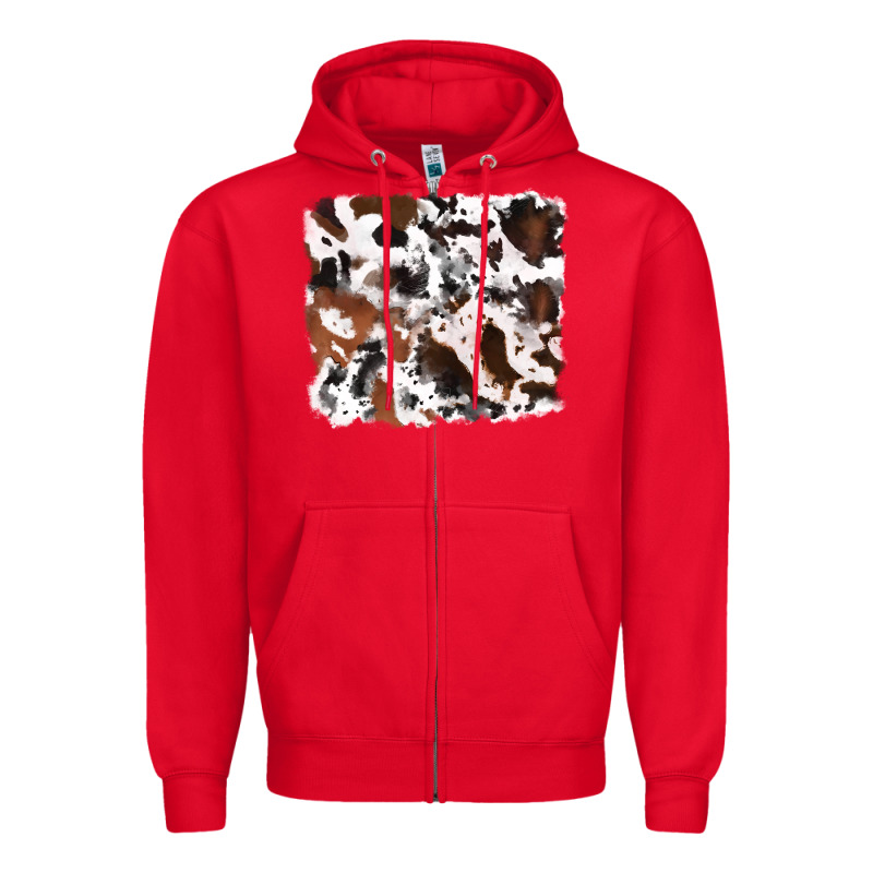 Cowhide Mixed Background Zipper Hoodie by RanaPortraitStore | Teevron