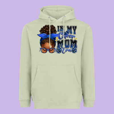 In My Cheer Mom Era Afro Messy Bun Heavyweight Hoodie Designed By Texasbilliewilder