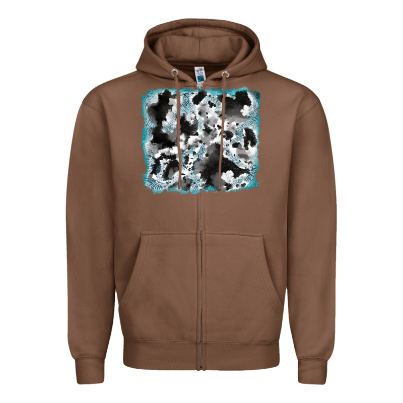Cowhide Glitter Tooled Leather Background Zipper Hoodie by RanaPortraitStore | Teevron