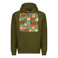 Army Green plaid fall pumpkin seamless Premium Hoodie - AdoDesignShop