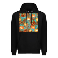 Black plaid fall pumpkin seamless Premium Hoodie - AdoDesignShop