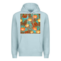 Blue Mist plaid fall pumpkin seamless Premium Hoodie - AdoDesignShop