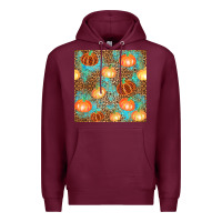 Burgundy plaid fall pumpkin seamless Premium Hoodie - AdoDesignShop
