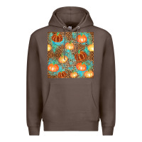 Coffee plaid fall pumpkin seamless Premium Hoodie - AdoDesignShop