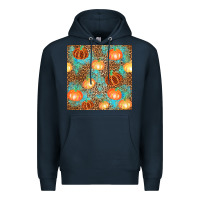 Navy plaid fall pumpkin seamless Premium Hoodie - AdoDesignShop