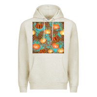 Oatmeal Heather plaid fall pumpkin seamless Premium Hoodie - AdoDesignShop