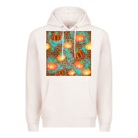 Pale Pink plaid fall pumpkin seamless Premium Hoodie - AdoDesignShop
