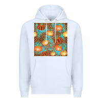 White plaid fall pumpkin seamless Premium Hoodie - AdoDesignShop