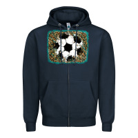Navy glitter soccer leopard Zipper Hoodie - RanaPortraitStore
