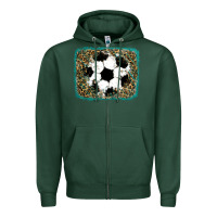 Sports Green glitter soccer leopard Zipper Hoodie - RanaPortraitStore