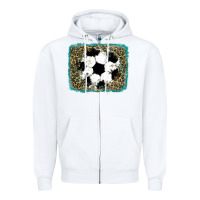 White glitter soccer leopard Zipper Hoodie - RanaPortraitStore