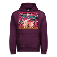 Mauve Wine be mine valentine's day pigs Urban Hoodie - Jasminsmagicworld