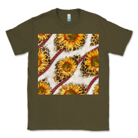 Army Green baseball sunflowers and leopard seamless pattern Classic Tee - BundleAndBundleShop