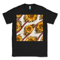 Black baseball sunflowers and leopard seamless pattern Classic Tee - BundleAndBundleShop