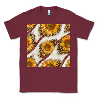 Burgundy baseball sunflowers and leopard seamless pattern Classic Tee - BundleAndBundleShop