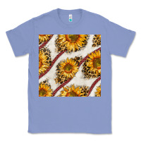 Colony Blue baseball sunflowers and leopard seamless pattern Classic Tee - BundleAndBundleShop