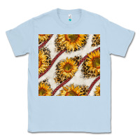 Dusty Blue baseball sunflowers and leopard seamless pattern Classic Tee - BundleAndBundleShop