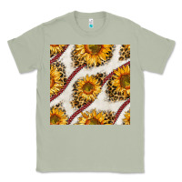 Matcha baseball sunflowers and leopard seamless pattern Classic Tee - BundleAndBundleShop