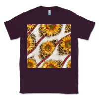 Plum baseball sunflowers and leopard seamless pattern Classic Tee - BundleAndBundleShop