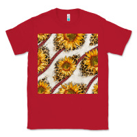 Red baseball sunflowers and leopard seamless pattern Classic Tee - BundleAndBundleShop