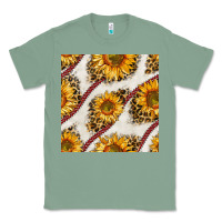 Sage baseball sunflowers and leopard seamless pattern Classic Tee - BundleAndBundleShop