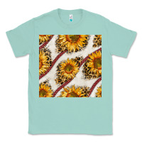 Seafoam baseball sunflowers and leopard seamless pattern Classic Tee - BundleAndBundleShop