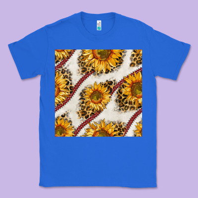 Baseball Sunflowers And Leopard Seamless Pattern Classic Tee Designed By Bundleandbundleshop