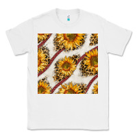 White baseball sunflowers and leopard seamless pattern Classic Tee - BundleAndBundleShop